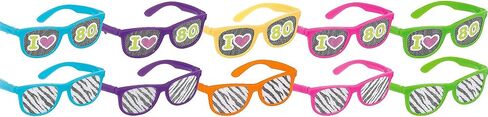 amscan 250241 Awesome 80's Party Assorted Color Glasses with Printed Lenses Accessory (1 Piece), One Size, Multicolor in Saudi Arabia