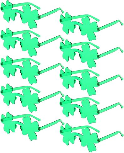 PARSUP 10 Pairs St. Patricks Day Glasses, Irish Green Four Leaf Shamrock Glasses Eyeglasses for Saint Patricks Day Party Props Favors, Saint Paddy Day Accessories in Kuwait