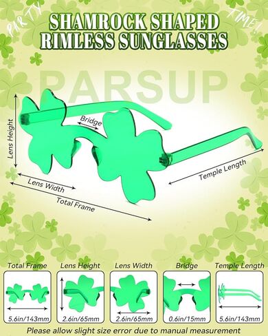 PARSUP 10 Pairs St. Patricks Day Glasses, Irish Green Four Leaf Shamrock Glasses Eyeglasses for Saint Patricks Day Party Props Favors, Saint Paddy Day Accessories in Kuwait