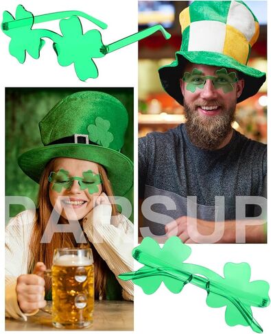 PARSUP 10 Pairs St. Patricks Day Glasses, Irish Green Four Leaf Shamrock Glasses Eyeglasses for Saint Patricks Day Party Props Favors, Saint Paddy Day Accessories in Kuwait