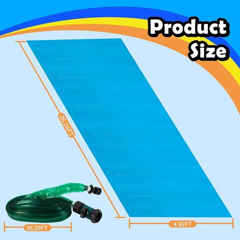 منزلق Nvifco Lawn Water Slide، 26 قدمًا × 5 أقدام ينزلق وينزلق للأنشطة الصيفية، منزلق لعب مائي خارجي مقاوم للتمزق مزود بدبابيس، سهل التثبيت والاستخدام in Kuwait