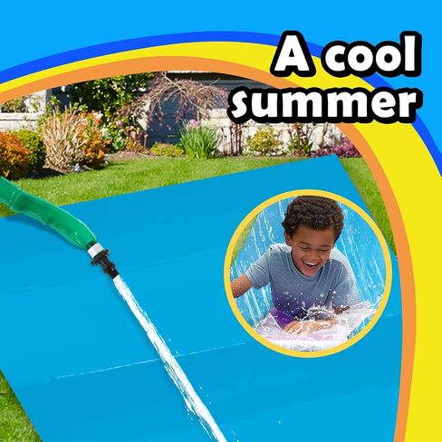 منزلق Nvifco Lawn Water Slide، 26 قدمًا × 5 أقدام ينزلق وينزلق للأنشطة الصيفية، منزلق لعب مائي خارجي مقاوم للتمزق مزود بدبابيس، سهل التثبيت والاستخدام in Kuwait