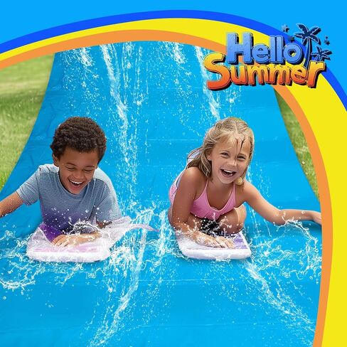منزلق Nvifco Lawn Water Slide، 26 قدمًا × 5 أقدام ينزلق وينزلق للأنشطة الصيفية، منزلق لعب مائي خارجي مقاوم للتمزق مزود بدبابيس، سهل التثبيت والاستخدام in Kuwait