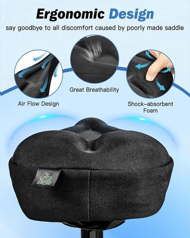 وسادة مقعد الدراجة زاكرو - غطاء مقعد الدراجة مبطن بالجل للرجال والنساء، وسادة فائقة النعومة للتمرين على الدراجة تناسب بيلوتون، تمرين الدوران الثابت، دراجة ركوب الدراجات مع شريط فيلكرو آمن قابل للتعديل. (11 بوصة × 7 بوصة) in Kuwait