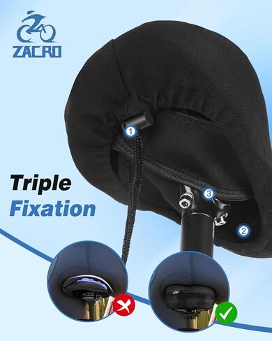 وسادة مقعد الدراجة زاكرو - غطاء مقعد الدراجة مبطن بالجل للرجال والنساء، وسادة فائقة النعومة للتمرين على الدراجة تناسب بيلوتون، تمرين الدوران الثابت، دراجة ركوب الدراجات مع شريط فيلكرو آمن قابل للتعديل. (11 بوصة × 7 بوصة) in Kuwait