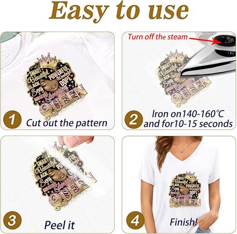 12 قطعة الحديد على الشارات فتاة سوداء الحديد على بقع ملصقات تصميم نقل الحرارة DIY بها بنفسك تي شيرت الملابس معطف الجينز حقائب الظهر. (بلاك كويندوم-12 قطعة) in Kuwait