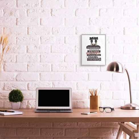 Stupell Industries أنيقة القوس الأسود يشفي على Glam Designer Bookstack Wall Art، 16 × 20، أبيض in Kuwait