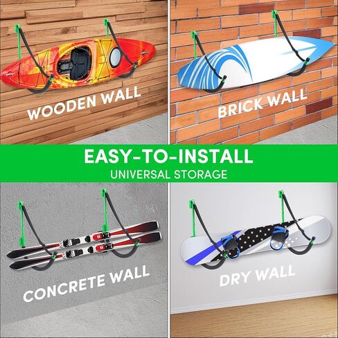 VEITHI Kayak Storage,Kayak Wall Mount,Heavy Duty Steel Kayak Storage Rack Holds Up to 100 LBS with EVA Protector for Hanging Bicycle Surfboard Snowboard(6 Color,2 Style) in Kuwait