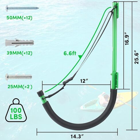 VEITHI Kayak Storage,Kayak Wall Mount,Heavy Duty Steel Kayak Storage Rack Holds Up to 100 LBS with EVA Protector for Hanging Bicycle Surfboard Snowboard(6 Color,2 Style) in Kuwait