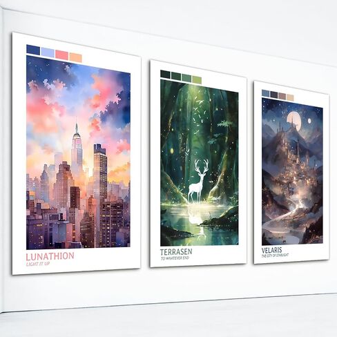 3 Piece Sarah J Maas Poster Art Print, Sarah Maas Acotar Wall Art, Crescent City, Throne of Glass Series Canvas Wall Art, Fantasy Books Artwork for Library 12x16in Unframed in Saudi Arabia