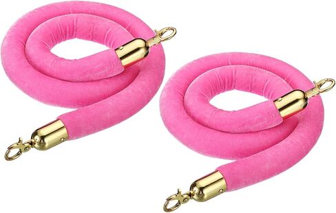 PATIKIL 4 Feet Light Pink Velvet Stanchion Rope, 2 Pack Crowd Control Barrier Rope with Snap Hooks for Posts Stands Queue Divider of Hotel Theater, Golden in Saudi Arabia