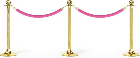PATIKIL 4 Feet Light Pink Velvet Stanchion Rope, 2 Pack Crowd Control Barrier Rope with Snap Hooks for Posts Stands Queue Divider of Hotel Theater, Golden in Saudi Arabia