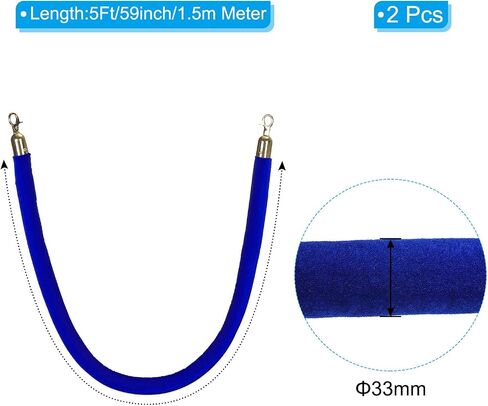 PATIKIL 4 Feet Light Pink Velvet Stanchion Rope, 2 Pack Crowd Control Barrier Rope with Snap Hooks for Posts Stands Queue Divider of Hotel Theater, Golden in Saudi Arabia