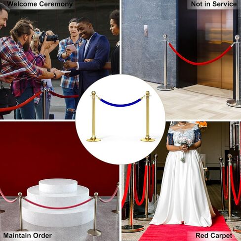 PATIKIL 4 Feet Light Pink Velvet Stanchion Rope, 2 Pack Crowd Control Barrier Rope with Snap Hooks for Posts Stands Queue Divider of Hotel Theater, Golden in Saudi Arabia