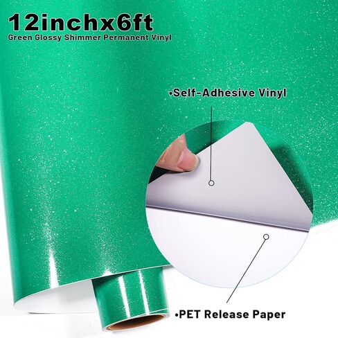 GIRAFVINYL لامع دائم الفينيل Geen لامع بريق الفينيل لفة 12 "× 6ft لاصق الفينيل لديي المنزل والسيارة والكأس ديكور in Saudi Arabia
