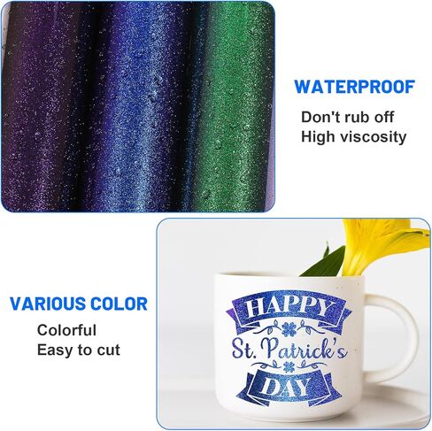 GIRAFVINYL لامع دائم الفينيل Geen لامع بريق الفينيل لفة 12 "× 6ft لاصق الفينيل لديي المنزل والسيارة والكأس ديكور in Kuwait