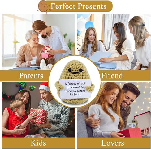 abvsdu دمى الكروشيه البطاطس الإيجابية، 3 بوصة اليدوية الكروشيه البطاطس الإيجابية، لطيف صغير مضحك محبوك الصوف البطاطس دعم هدية ديكور المنزل لعيد ميلاد تشجيع الديكور الطرف in Saudi Arabia