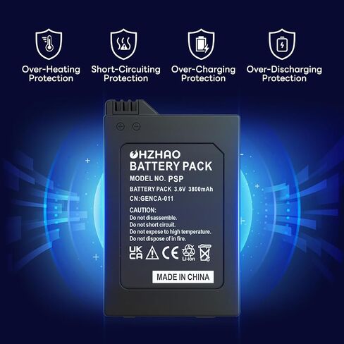 بطارية OHZHAO قابلة لإعادة الشحن PSP 3000، 2024 ترقية جديدة 3800 مللي أمبير في الساعة بطارية PSP عالية السعة، مناسبة لوحدة التحكم PSP 3000 / PSP Slim 2000 PSP-S110، PSP-2001، PSP-3000، PSP-3001 PSP Slim Console إلخ in Saudi Arabia