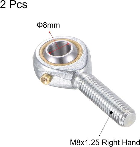 uxcell 2pcs POS8 Spherical Rod End Bearing 8mm Bore Self-Lubricated Joint Bearing M8x1.25 Right Hand Male Thread Connector in Saudi Arabia