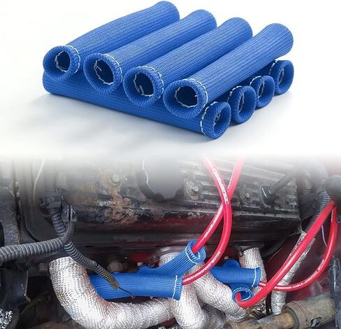 Spark Plug Protect Boot 1800 Degree Heat Shield Thermal Protection Insulator Sleeve Spark Plug Wire Boots 6 inch for Car Truck (Pack of 8) (Blue) in Saudi Arabia