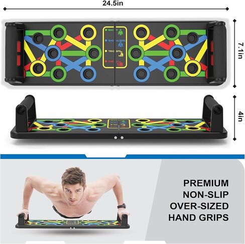 WAKHAN Push Up Board for Men & Women - Portable Foldable Multi-Function 14 in 1 Pushup Board at Home Gym, Push Up Handles for Floor, Professional Fitness Strength & Exercise Training Workout Equipment in Saudi Arabia