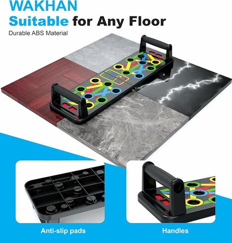WAKHAN Push Up Board for Men & Women - Portable Foldable Multi-Function 14 in 1 Pushup Board at Home Gym, Push Up Handles for Floor, Professional Fitness Strength & Exercise Training Workout Equipment in Saudi Arabia