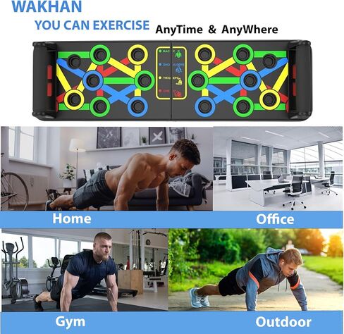 WAKHAN Push Up Board for Men & Women - Portable Foldable Multi-Function 14 in 1 Pushup Board at Home Gym, Push Up Handles for Floor, Professional Fitness Strength & Exercise Training Workout Equipment in Saudi Arabia