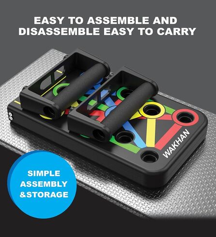 WAKHAN Push Up Board for Men & Women - Portable Foldable Multi-Function 14 in 1 Pushup Board at Home Gym, Push Up Handles for Floor, Professional Fitness Strength & Exercise Training Workout Equipment in Saudi Arabia