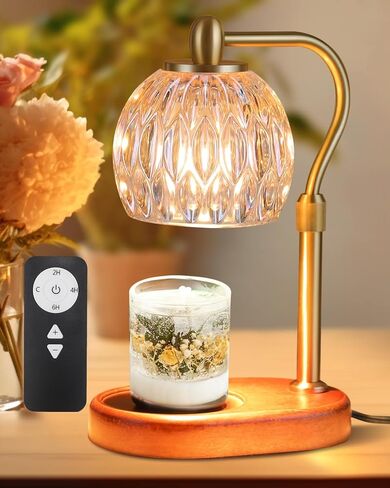 NEWSETS Candle Warmer Lamp with Timer & Remote Controller, Adjustable Height Wax Melter Warmer Light with 2 Dimmable Bulbs, Suitable for Various Sizes Jar Scented Candles, Mothers Day Gifts for Mom in Kuwait