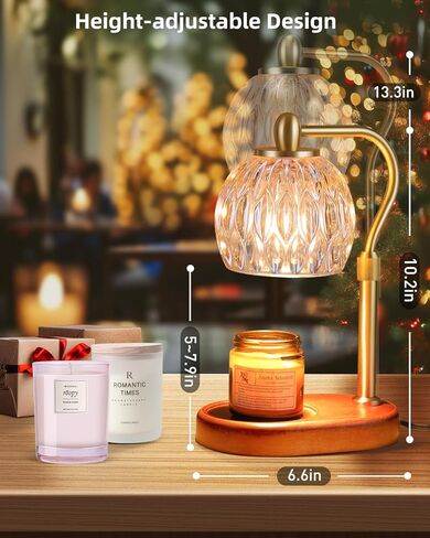 NEWSETS Candle Warmer Lamp with Timer & Remote Controller, Adjustable Height Wax Melter Warmer Light with 2 Dimmable Bulbs, Suitable for Various Sizes Jar Scented Candles, Mothers Day Gifts for Mom in Kuwait