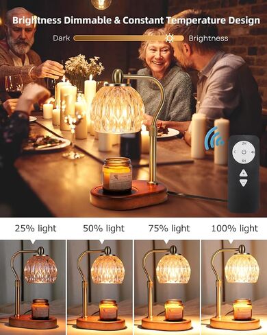 NEWSETS Candle Warmer Lamp with Timer & Remote Controller, Adjustable Height Wax Melter Warmer Light with 2 Dimmable Bulbs, Suitable for Various Sizes Jar Scented Candles, Mothers Day Gifts for Mom in Kuwait