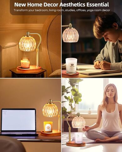 NEWSETS Candle Warmer Lamp with Timer & Remote Controller, Adjustable Height Wax Melter Warmer Light with 2 Dimmable Bulbs, Suitable for Various Sizes Jar Scented Candles, Mothers Day Gifts for Mom in Kuwait