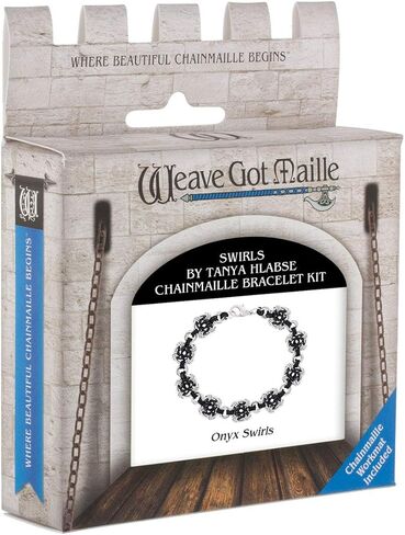 مجموعة أساور Weave Got Maille Onyx Swirls Chain Maille، 8.5 بوصة، أونيكس in Kuwait