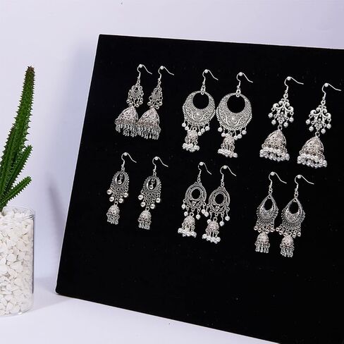 SUNNYCLUE 1 Box DIY 6 Pairs Vintage Ethnic Indian Dangle Earrings Making Kit Jhumka Jhumki Bollywood Gypsy Oxidized Chandelier Jewelry Craft Supplies for Beginners Instruction in Saudi Arabia