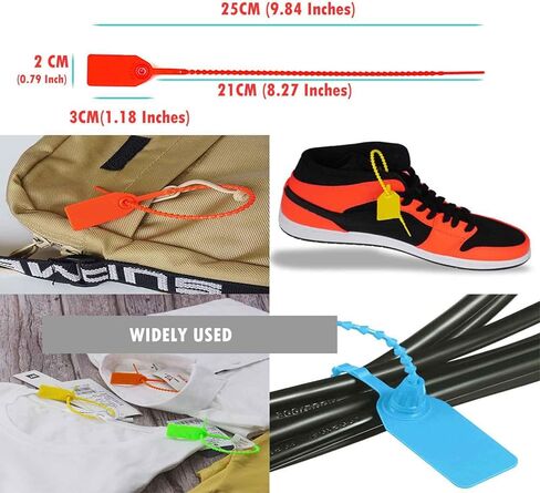 LalaKoo 500 Pcs Plastic Tamper Seals - Fire Extinguisher Tags Seals Disposable Security Tags Seals Numbered Zip Ties Labels Self Locking 250mm (Red) in Kuwait