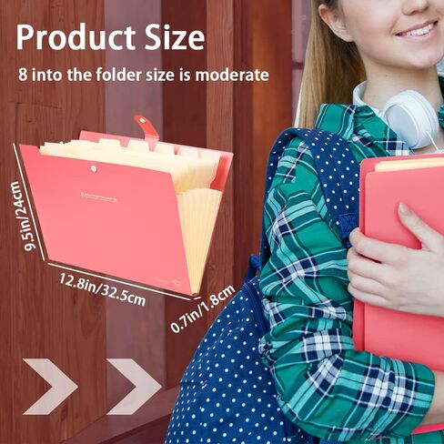 حجم حرف مجلد جمالي من الأكورديون مع 8 جيوب/إغلاق سريع/عروة، مجلد للمستندات المهمة، لطيف، أظرف حفظ قابلة للتوسيع، منظم ملفات موسع (بيج) in Kuwait