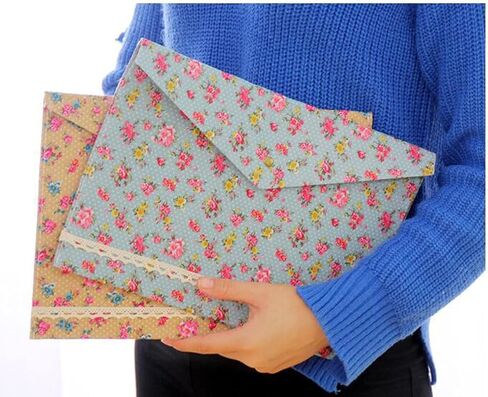 مجلدات الملفات - ظرف ملفات زهور محمول، مجلد حقيبة مستندات من القماش مزود بزر كبس (4 ألوان مختلفة) in Kuwait