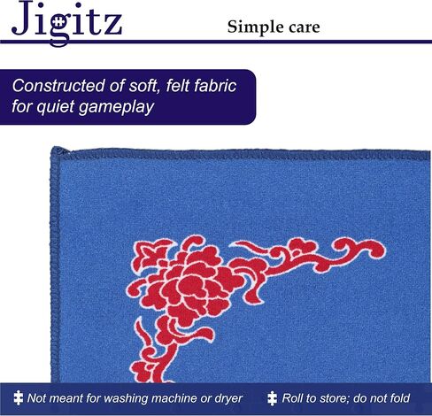Jigitz Blue Game Mat with Case - Classic Chinese Mahjong Table Mat - 30.8 x 30.8in Felt Table Cover Mahjong Mat in Saudi Arabia