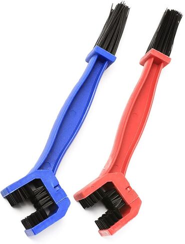 Jawmoy 2 PCS Motorcycle Chain Brush, Mountain Bike Dental Tray Cleaning Brush, Bicycle Chain Washer, Cycling Equipment (Blue & Red) in Saudi Arabia