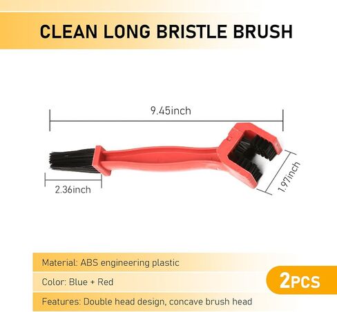 Jawmoy 2 PCS Motorcycle Chain Brush, Mountain Bike Dental Tray Cleaning Brush, Bicycle Chain Washer, Cycling Equipment (Blue & Red) in Saudi Arabia