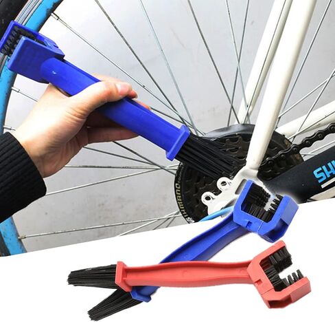 Jawmoy 2 PCS Motorcycle Chain Brush, Mountain Bike Dental Tray Cleaning Brush, Bicycle Chain Washer, Cycling Equipment (Blue & Red) in Saudi Arabia