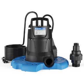 Acquaer 1/4 HP Automatic Swimming Pool Cover Pump, 115 V Submersible Pump with 3/4" Check Valve Adapter & 25ft Power Cord, 2250 GPH Water Removal for Pool, Hot Tubs, Rooftops, Water Beds and more in Saudi Arabia