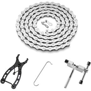 Bike Chain Kit for Road Bikes, Mountain Bikes, City Bikes, BMX Bikes, E-Bikes (hub Motors),6/7/8 speeds,126 Links, with Quick Release Buckle, Bike Link Plier,Hook,Chain Breaker in Saudi Arabia