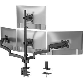 WALI Quad Monitor Mount for 17-27 inch Screens, Extra Tall 4 Monitors Desk Mount, up to 19.8lbs, 32.2 inch Height Max, Fully Adjustable Gas Spring 4 Monitor Stand, VESA 75/100mm (GSDM004S), Black in Kuwait