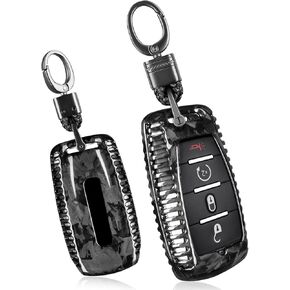 مفتاح ألياف الكربون الحقيقية FOB حامي مفاتيح مفتاح متوافق مع RAM 1500 2500 3500 ، غطاء القذيفة الرئيسية ملائمة لـ RAM 1500 TRX 2500 3500 4500 Limited Rebel Bighorn Lonestar Laramie 2019-2025 ، Black in Kuwait