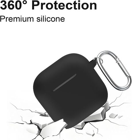 for Airpods 4th Case Cover, Soft Skin Silicone Case Cover with Keychain, Full Protective Case for Men and Women, Compatible with AirPods 4th Generation Case(Black) in Saudi Arabia
