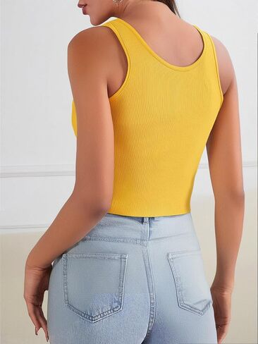 WDIRARA Women's Printed Crop Tank Tops Graphic Cami Top Summer Ribbed Slim Fit Tee in Saudi Arabia