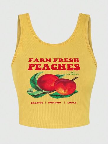 WDIRARA Women's Printed Crop Tank Tops Graphic Cami Top Summer Ribbed Slim Fit Tee in Saudi Arabia