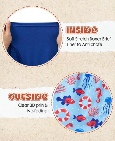 Cozople Boys Swim Trunks with Compression Liner Vintage Bathing Suit Quick Dry Swim Short Swimsuit 7-16T in Saudi Arabia