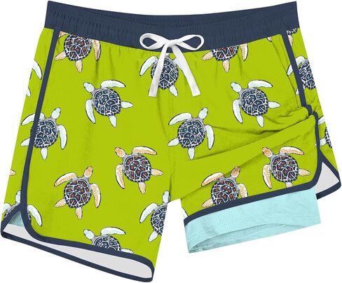 Cozople Boys Swim Trunks with Compression Liner Vintage Bathing Suit Quick Dry Swim Short Swimsuit 7-16T in Saudi Arabia